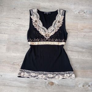 Y2K Beaded Lace Sequin Rhinestone Fairy Top